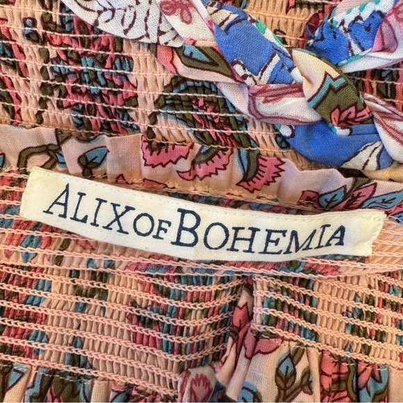 Alix of Bohemia Colorful Tiered Ruffle Floral Maxi Dress Smocked XS - Picture 10 of 11